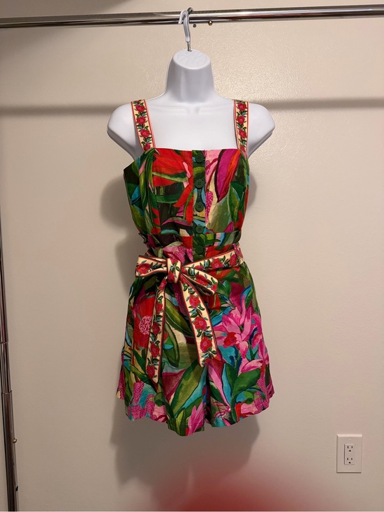 FARM Rio Pants - FARM Rio Green & Pink Tropical Floral One-Piece Romper